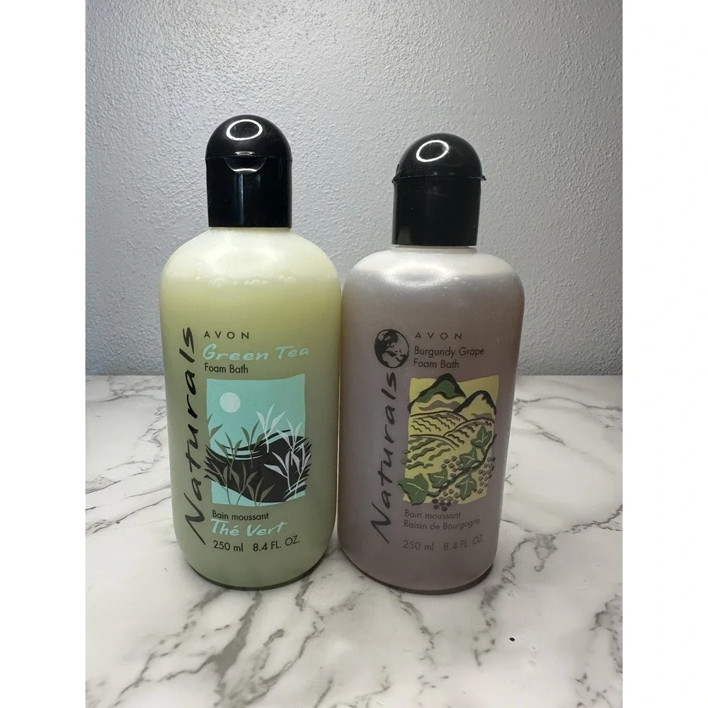 Avon Naturals Foam Bath Green Tea Burgundy Grape 8.4 Oz‎ New